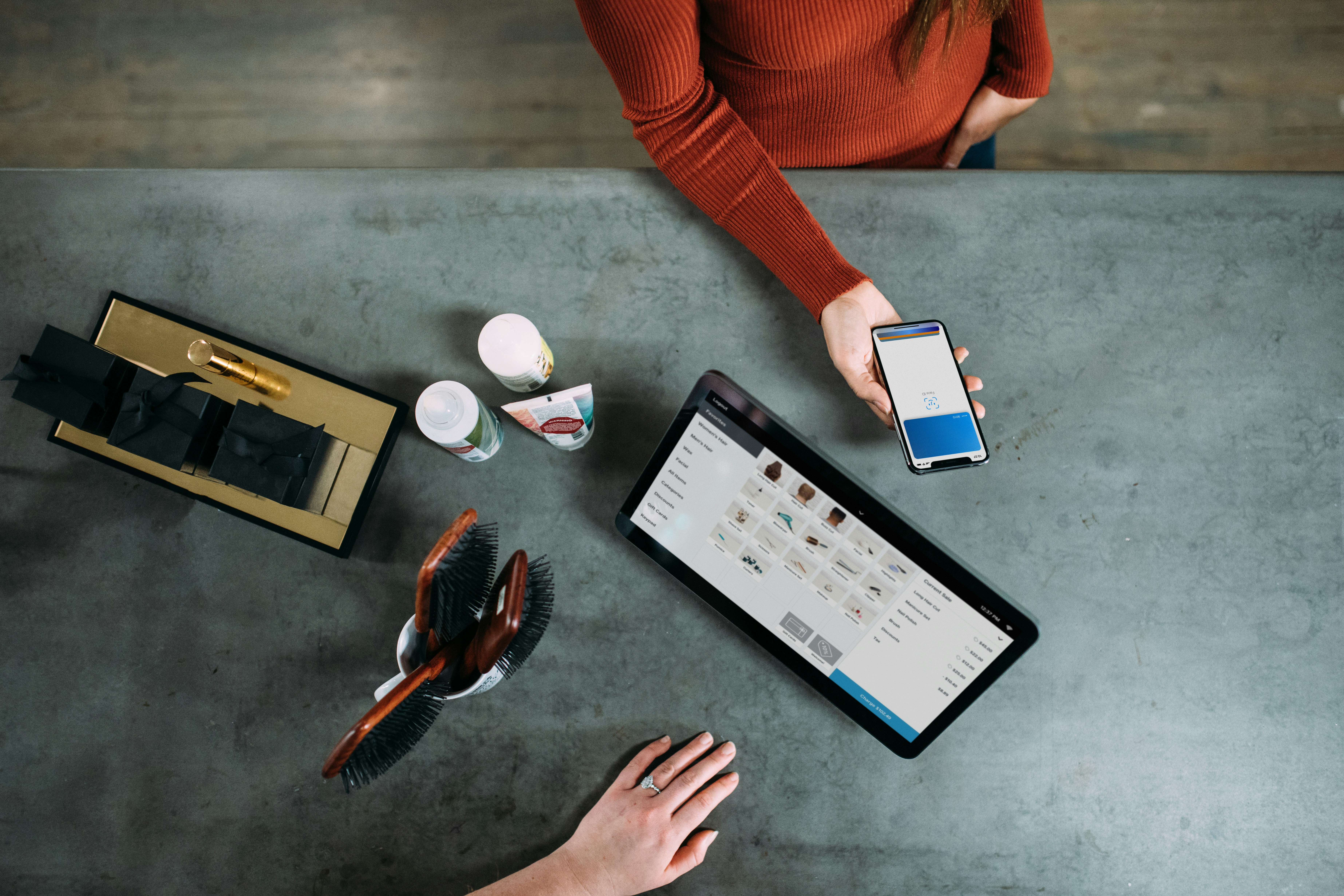 Booking an appointment on a tablet point-of-sale